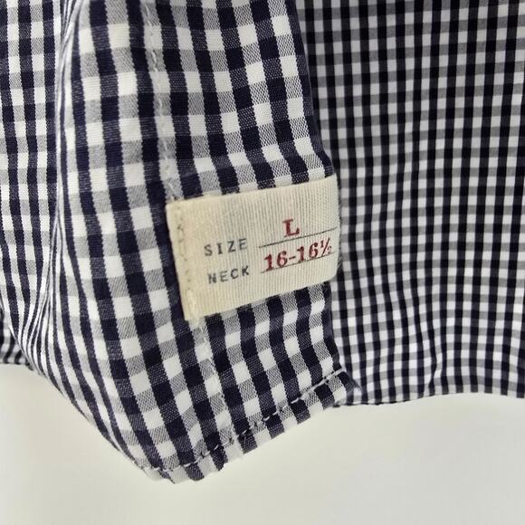 J. Crew Shirt Mens Size L Navy White Gingham Check Button Down Classic Cotton - Picture 8 of 8